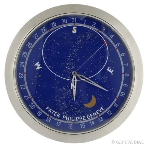 Horloge murale de luxe GENEVA DIAL 40 cm style Aquanaut Style Wall Clock – Stainless Steel & Midnight Black cadran noir et argent boîtier acier inoxydable 304L verre minéral loupe date