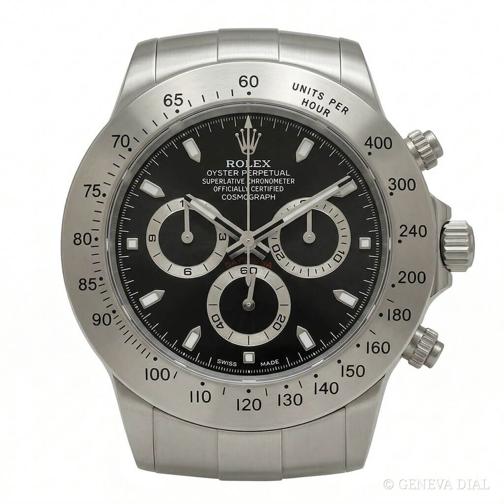 Horloge murale de luxe GENEVA DIAL 40 cm style Cosmograph Daytona Wall Clock – All Black Carbon Edition cadran noir boîtier acier inoxydable 304L verre minéral loupe date