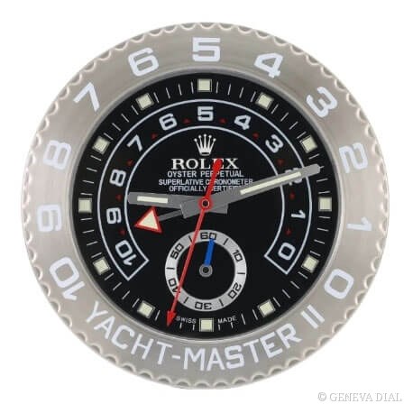 GENEVA DIAL 40cm 럭셔리 벽시계 Yacht-Master 40 Wall Clock – Everose Gold & Intense Black Dial 스타일, 블랙 · 핑크 다이얼, 304L 스테인리스 스틸 케이스, 미네랄 글라스, 날짜 확대 렌즈