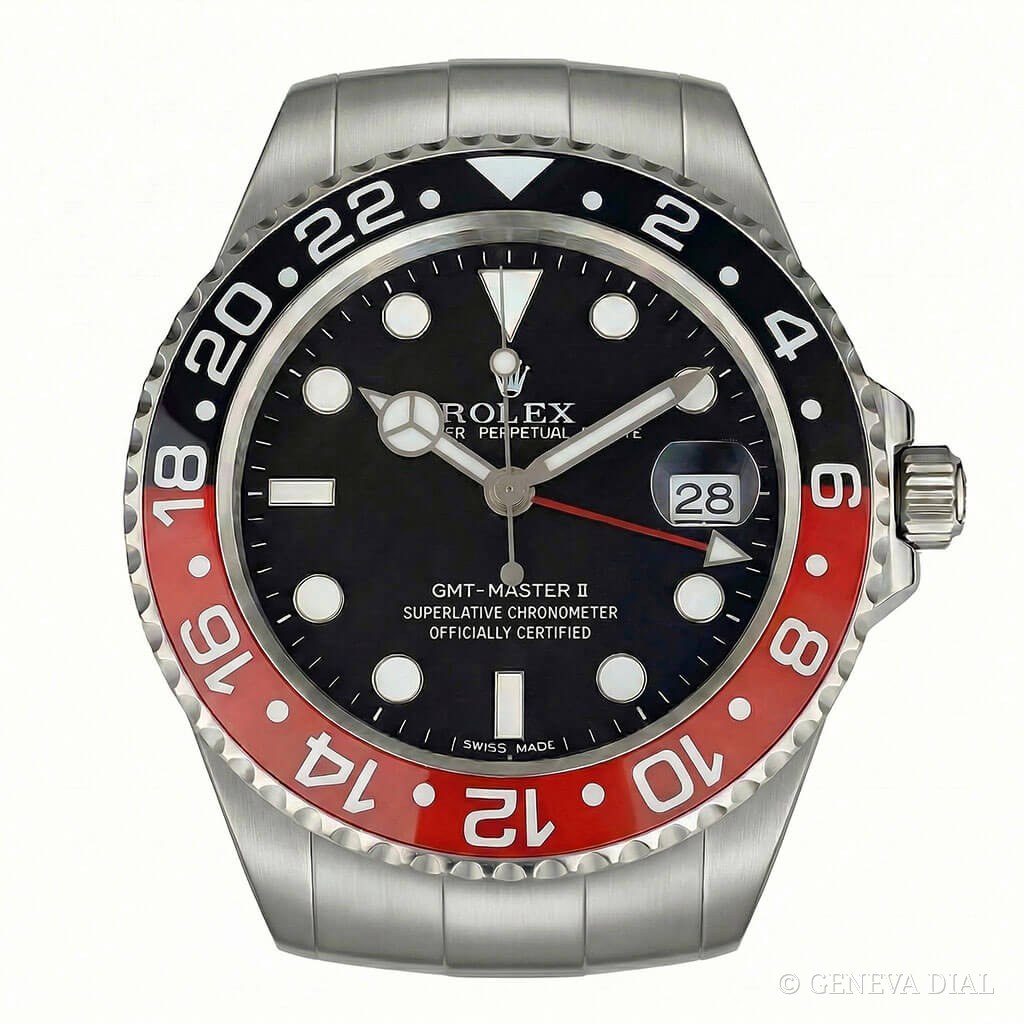 Horloge murale de luxe GENEVA DIAL 40 cm style 16 Inch XXL GMT-Master II Wall Clock – Pepsi boîtier acier inoxydable 304L verre minéral loupe date