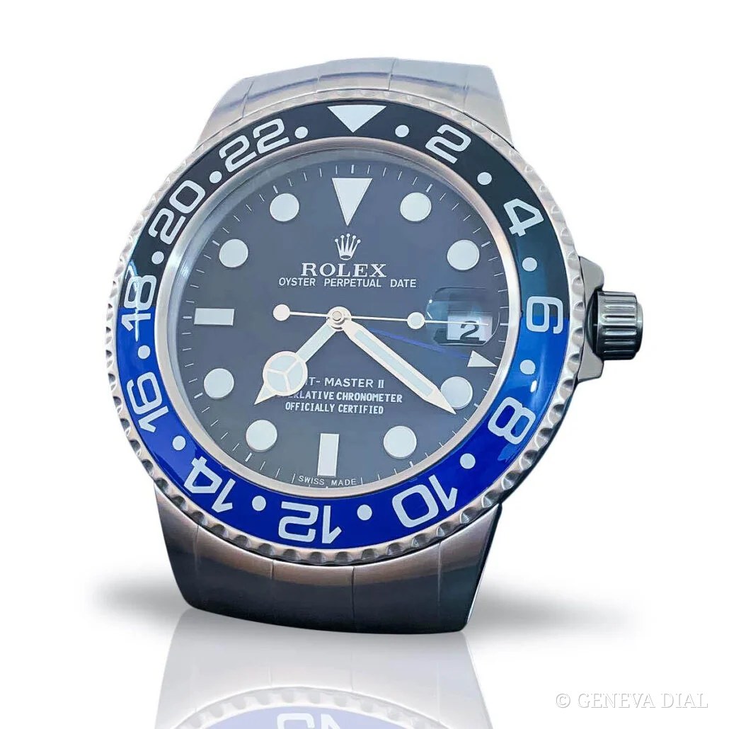 Horloge murale grand format GMT Batman avec lunette noire et bleue