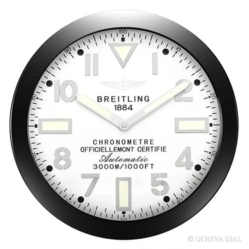 Reloj de pared de lujo GENEVA DIAL 40 cm estilo Superocean Heritage Matte Black & White, esfera negro y blanco, caja de acero inoxidable 304L, cristal mineral, lupa de fecha