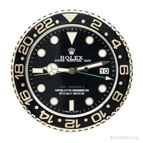 Horloge murale de luxe GENEVA DIAL 40 cm style 16 Inch XXL GMT-Master II Wall Clock – Rootbeer boîtier acier inoxydable 304L verre minéral loupe date