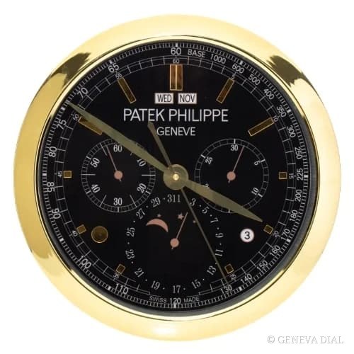 Horloge murale de luxe GENEVA DIAL 40 cm style Nautilus Style Wall Clock – Rose Gold & Matte Black cadran noir et rose boîtier acier inoxydable 304L verre minéral loupe date