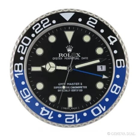 Horloge murale de luxe GENEVA DIAL 40 cm style GMT-Master II Wall Clock – Coke Red & Black Bezel cadran noir et rouge boîtier acier inoxydable 304L verre minéral loupe date
