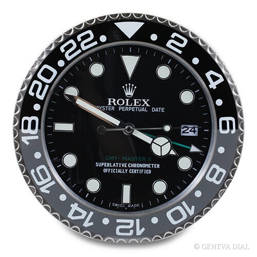 Horloge murale de luxe GENEVA DIAL 40 cm style 16 Inch XXL GMT-Master II Wall Clock - Bruce Wayne boîtier acier inoxydable 304L verre minéral loupe date