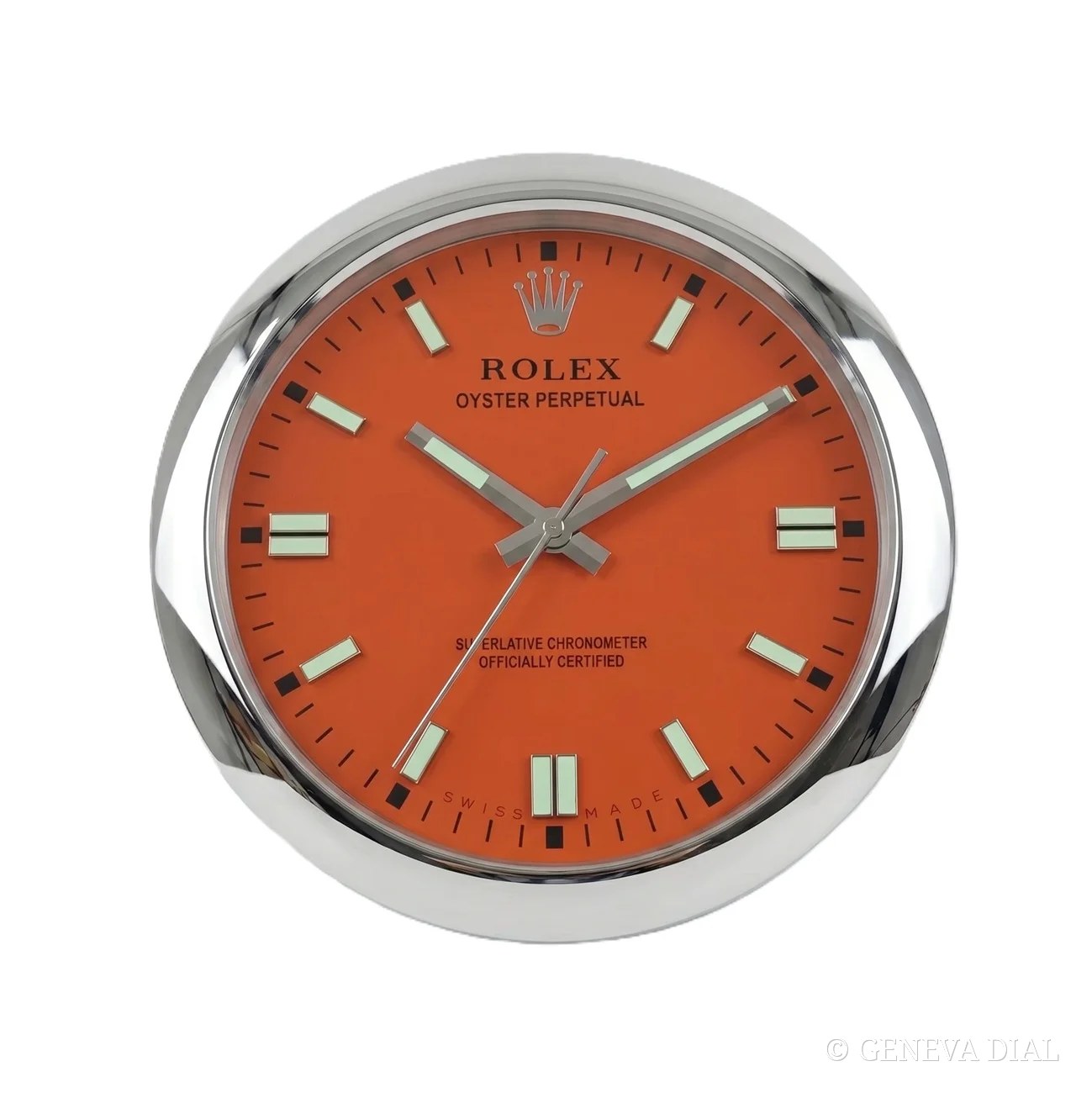 GENEVA DIAL Luxus-Wanduhr 40 cm im Stil Oyster Perpetual Red, Zifferblatt rot, Gehäuse aus Edelstahl 304L, Mineralglas, Datumslupe