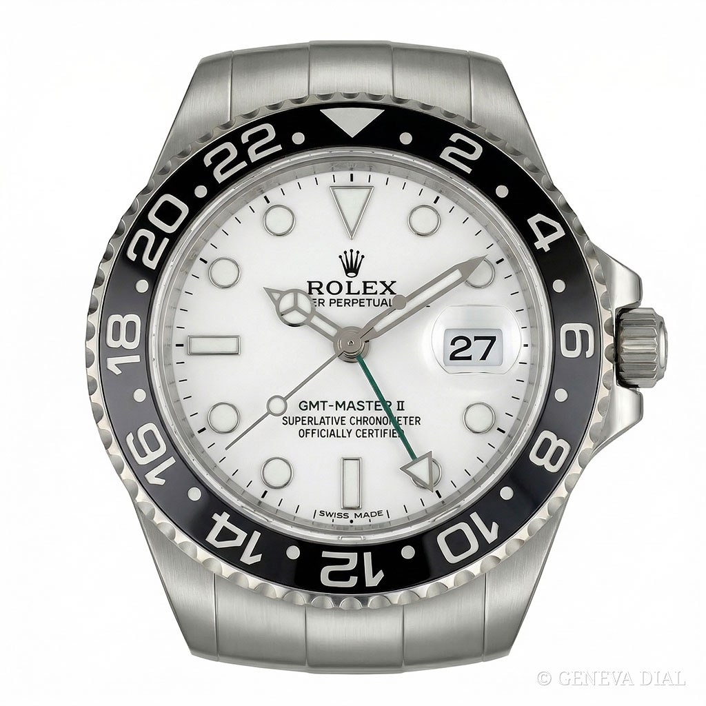 Horloge murale de luxe GENEVA DIAL 40 cm style Horloge Murale XXL GMT-Master II Noir & Blanc cadran noir et blanc boîtier acier inoxydable 304L verre minéral loupe date